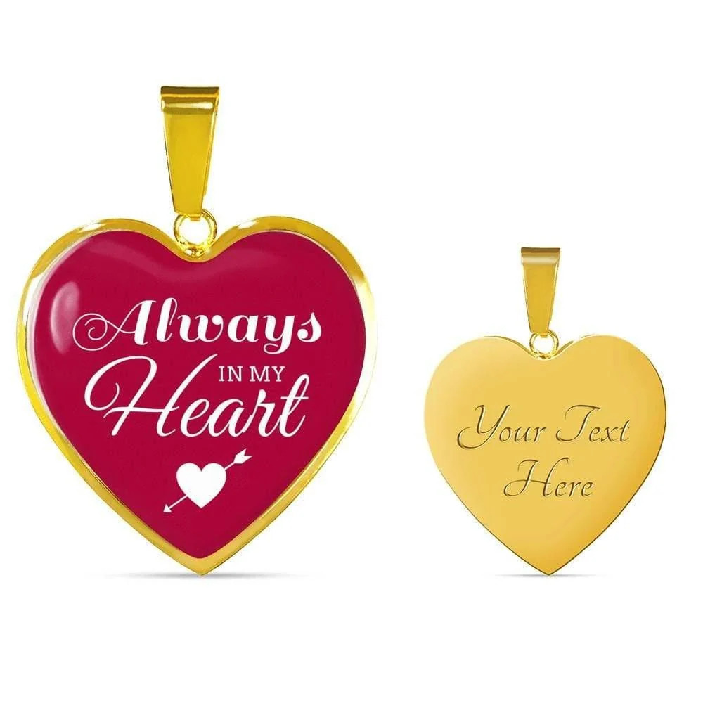 Always In My Heart Necklace Personalized Engraved Gold Heart Necklace Custom Na